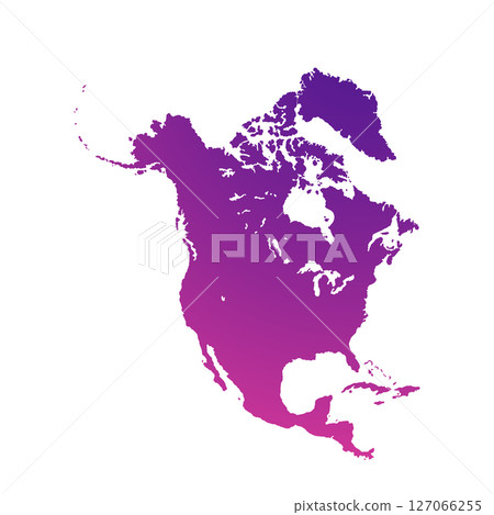 Map of North America, sign silhouette. World Map Globe. Vector Illustration isolated on transparent background. American continent 127066255