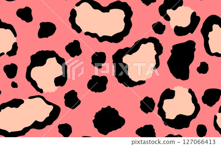 Abstract modern leopard seamless pattern. Animals trendy background. Color decorative vector stock illustration for print, card, postcard, fabric, textile. Modern ornament of stylized skin 127066413