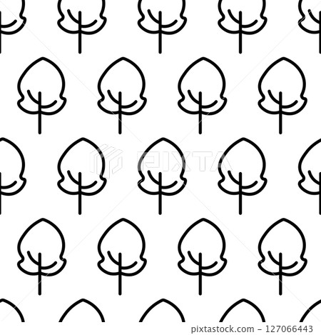 Black and white seamless pattern with tree icon. Vector trees symbol sign. Plants, landscape design for print, card, postcard, fabric, textile. Business idea concept 127066443
