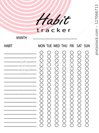 Habit tracker for WEEK. Template mockup. Vector personal organizer. Minimalist simple planner Habit tracker for WEEK. Template mockup. Vector personal organizer. Minimalist simple planner 127066713