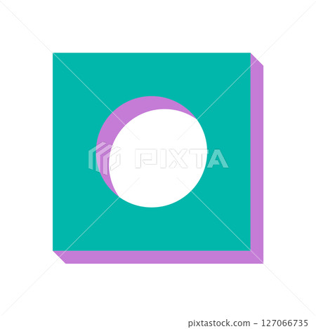 Brutalist abstract geometric shape. Bold form with minimalistic figure and flat design. Modern icon with brutalism influence, Y2K aesthetic, and geometric elements. Perfect for contemporary projects. 127066735