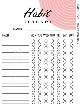 Habit tracker for WEEK. Template mockup. Vector personal organizer. Minimalist simple planner 127066851