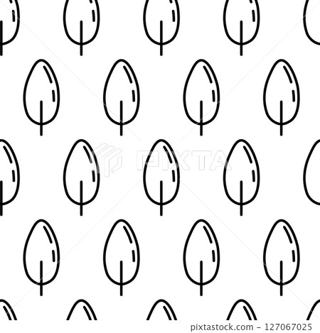 Black and white seamless pattern with tree icon. Vector trees symbol sign. Plants, landscape design for print, card, postcard, fabric, textile. Business idea concept 127067025