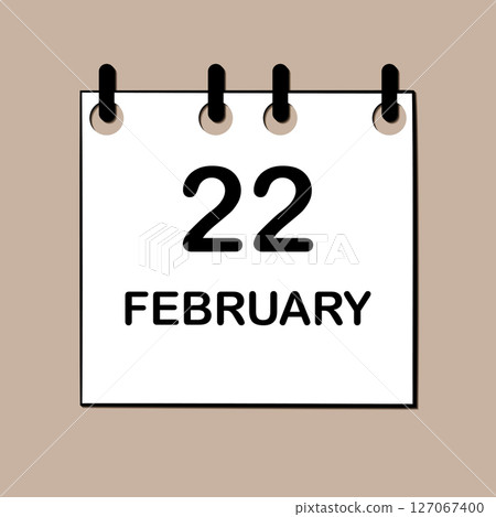 February 22. Daily Calendar icon for design. Simple design for business brochure, flyer, print media, advertisement. Easily editable 127067400