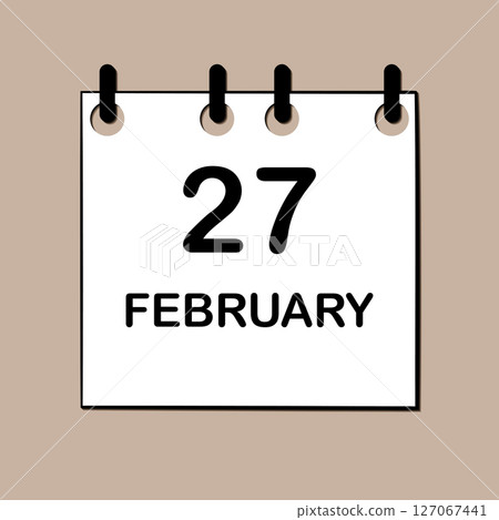 February 27. Daily Calendar icon for design. Simple design for business brochure, flyer, print media, advertisement. Easily editable 127067441