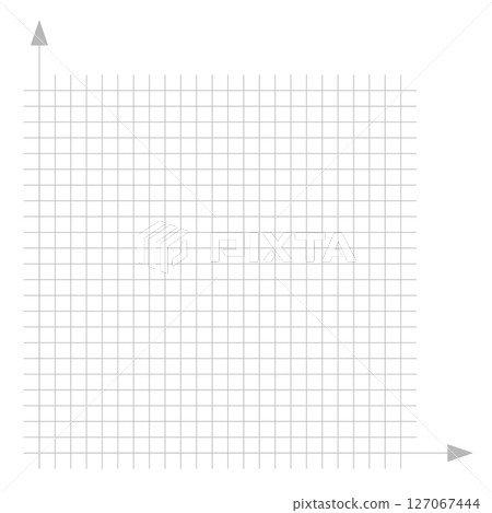 Grid paper. Mathematical graph. Cartesian coordinate system with x-axis, y-axis. Squared background with color lines. Geometric pattern for school, education. Lined blank on transparent background 127067444