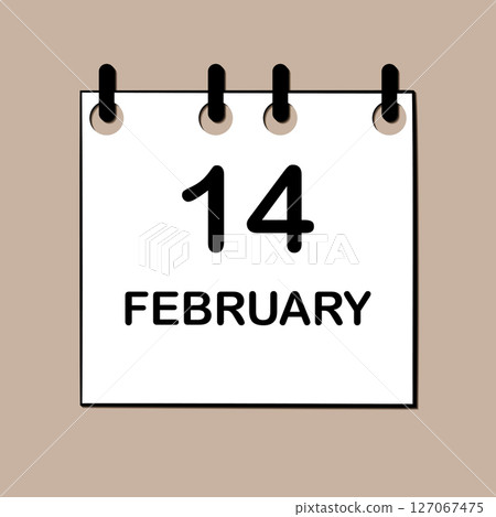 February 14. Daily Calendar icon for design. Simple design for business brochure, flyer, print media, advertisement. Easily editable 127067475