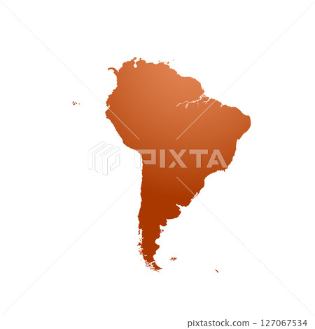 Map of South America, sign silhouette. World Map Globe. Vector Illustration isolated on transparent background. Latin American continent. 127067534