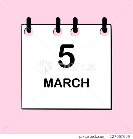 March 5. Daily Calendar icon for design. Simple design for business brochure, flyer, print media, advertisement. Easily editable 127067609