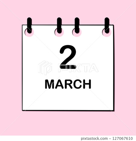 March 2. Daily Calendar icon for design. Simple design for business brochure, flyer, print media, advertisement. Easily editable 127067610