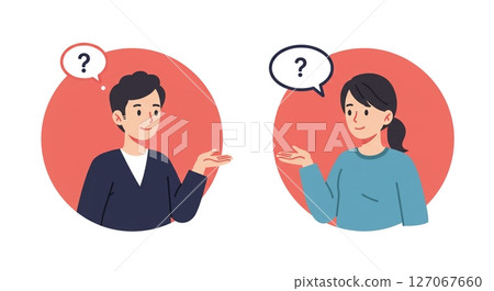 Misunderstandings... Men and women are confused because they can't understand each other 127067660