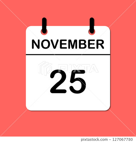 November 25. Daily Calendar icon for design. Simple design for business brochure, flyer, print media, advertisement. Easily editable 127067780