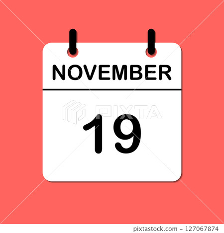 November 19. Daily Calendar icon for design. Simple design for business brochure, flyer, print media, advertisement. Easily editable 127067874