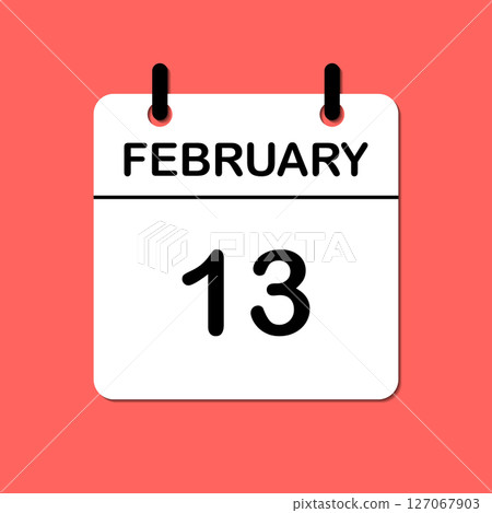 February 13. Daily Calendar icon for design. Simple design for business brochure, flyer, print media, advertisement. Easily editable 127067903