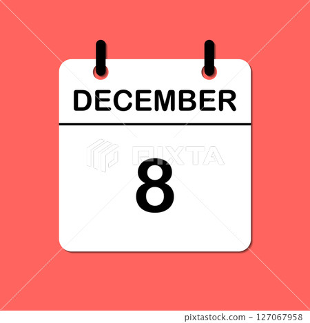 December 8. Daily Calendar icon for design. Simple design for business brochure, flyer, print media, advertisement. Easily editable 127067958
