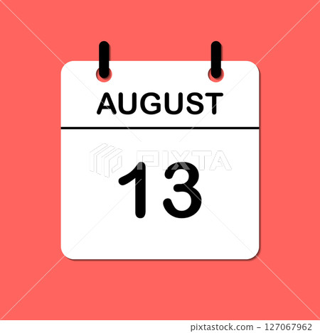 August 13. Daily Calendar icon for design. Simple design for business brochure, flyer, print media, advertisement. Easily editable 127067962