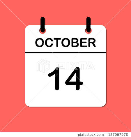 October 14. Daily Calendar icon for design. Simple design for business brochure, flyer, print media, advertisement. Easily editable 127067978
