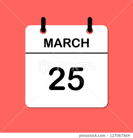March 25. Daily Calendar icon for design. Simple design for business brochure, flyer, print media, advertisement. Easily editable 127067984