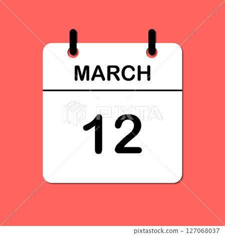 March 12. Daily Calendar icon for design. Simple design for business brochure, flyer, print media, advertisement. Easily editable 127068037