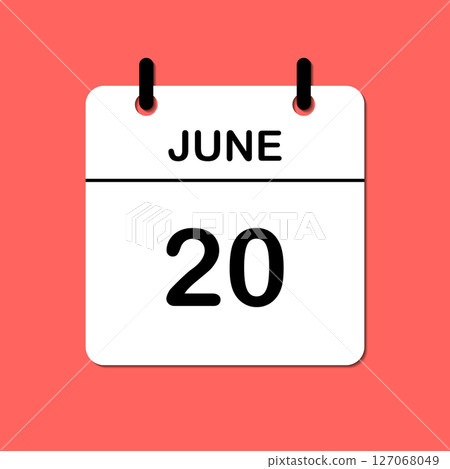June 20. Daily Calendar icon for design. Simple design for business brochure, flyer, print media, advertisement. Easily editable 127068049