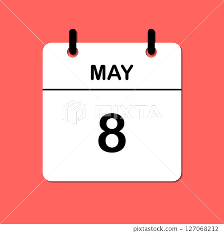May 8. Daily Calendar icon for design. Simple design for business brochure, flyer, print media, advertisement. Easily editable 127068212