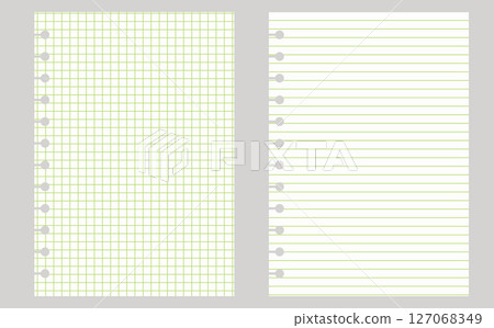 Graph paper. Printable lined and squared grid paper with color lines. Geometric background for school, textures, notebook, diary. Copy space blank 127068349