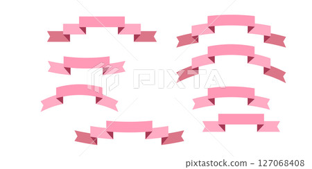 Set of pink flat ribbons isolated on white background. Ribbon banner vector illustration. Watercolor lace Set of pink flat ribbons isolated on white background. Ribbon banner vector illustration. Watercolor lace 127068408