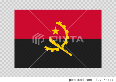 Flag of Angola. Angolan national symbol in official colors. Template icon. Abstract vector background Flag of Angola. Angolan national symbol in official colors. Template icon. Abstract vector background 127068445