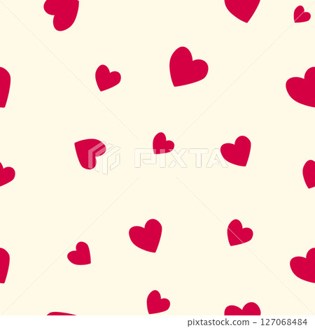 Seamless pattern with hearts. Template holiday vector illustration. Design for card, postcard, poster, print, banner. Cartoon colorful hearts on color background Seamless pattern with hearts. Template holiday vector illustration. Design for card, postcard, poster, print, banner. Cartoon colorful hearts on color background 127068484