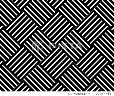 Wicker basket texture. Crossed straight stripes pattern. Parallel and perpendicular lines background. Abstract geometric print. Simple fabric structure. Vector graphic illustration Wicker basket texture. Crossed straight stripes pattern. Parallel and perpendicular lines background. Abstract geometric print. Simple fabric structure. Vector graphic illustration 127068611