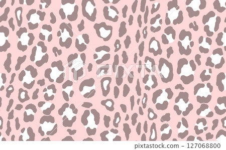Abstract modern leopard seamless pattern. Animals trendy background. Pink and white decorative vector stock illustration for print, card, postcard, fabric, textile. Modern ornament of stylized skin 127068800