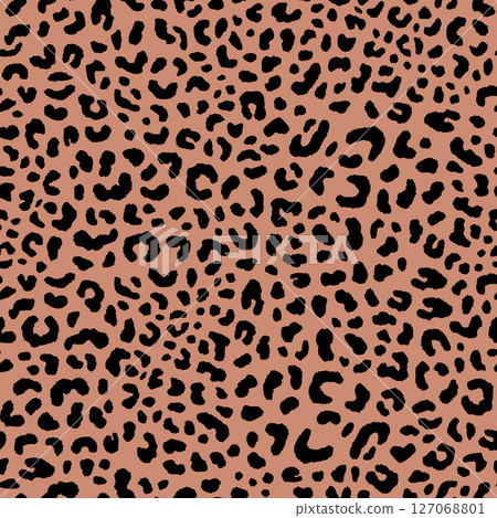 Abstract modern leopard seamless pattern. Animals trendy background. Beige and black decorative vector stock illustration for print, card, postcard, fabric, textile. Modern ornament of stylized skin 127068801