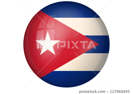 Flag of Cuba. Cuban national symbol in official colors. Template icon. Abstract vector background. Round glass light ball, 3D big bubble, sphere 127068845