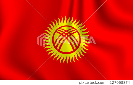 Flag of Kyrgyzstan. Kyrgyz national symbol in official colors. Template icon. Abstract vector background 127068874