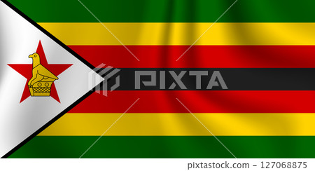 Flag of Zimbabwe. National symbol in official colors. Template icon. Abstract vector background 127068875