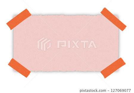 Illustration material: Pink paper pasted with masking tape 127069077