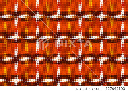 Brown and white Scotland textile seamless pattern. Fabric texture check tartan plaid. Abstract geometric background for cloth, fabric. Monochrome repeating design. Modern squared ornament 127069100