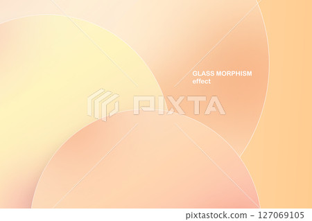 Modern background with glass morphism vector effect. Transparent glass card design. Glassmorphism trend style. Abstract banner with colored, white circles with blur and shadows. Vector illustration 127069105