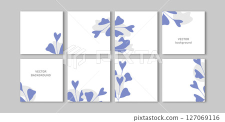 Trendy vector set for Social media stories and post, mobile apps, banners design, web ads. Template squared background with copy space and tropical leaves. Editable frame, mockup for advertising 127069116