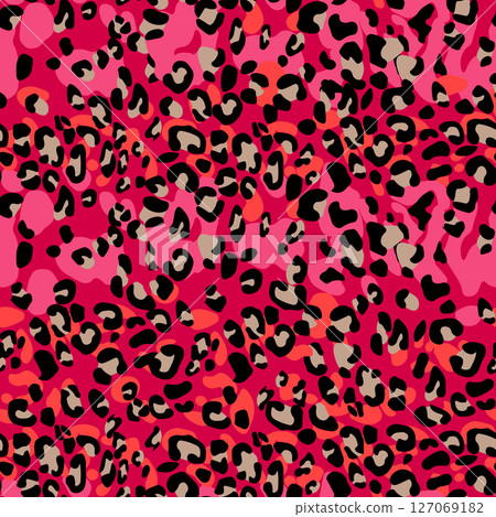 Abstract modern leopard seamless pattern. Animals trendy background. Color decorative vector stock illustration for print, card, postcard, fabric, textile. Modern ornament of stylized skin 127069182