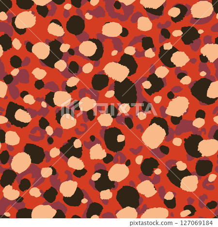 Abstract modern leopard seamless pattern. Animals trendy background. Color decorative vector stock illustration for print, card, postcard, fabric, textile. Modern ornament of stylized skin 127069184
