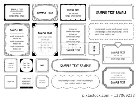 Frame, border, heading, decoration, monochrome, retro, label, simple, vector, material, line drawing, design 127069238