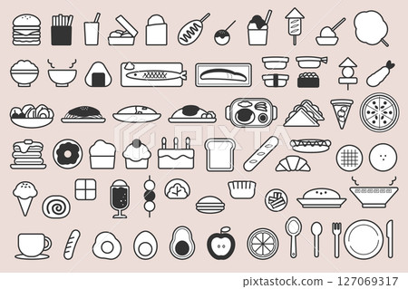 Black and white food icon material for food and drink related 127069317