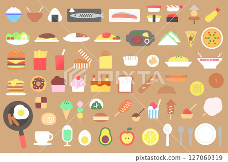 手繪食物圖示集合 手繪食物圖示集合 127069319