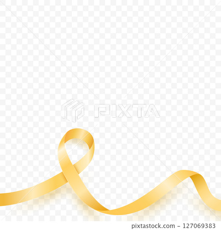 Yellow Ribbon Awareness Symbol. Vector Yellow Ribbon for Childhood Cancer, Bladder Cancer, Appendix Cancer, Suicide Prevention. Isolated Yellow Ribbon for Health Support, Charity, Awareness Campaigns 127069383