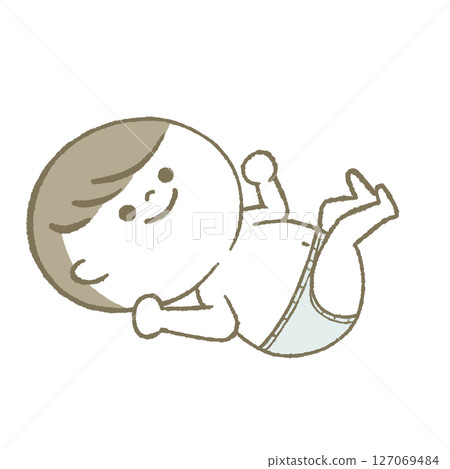 穿著尿布的嬰兒躺著微笑 127069484