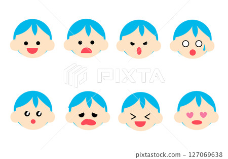 Children's facial expression icon set (boys, color) Children's facial expression icon set (boys, color) 127069638