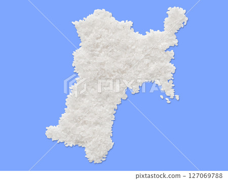 A map of Miyagi prefecture made from rice 127069788