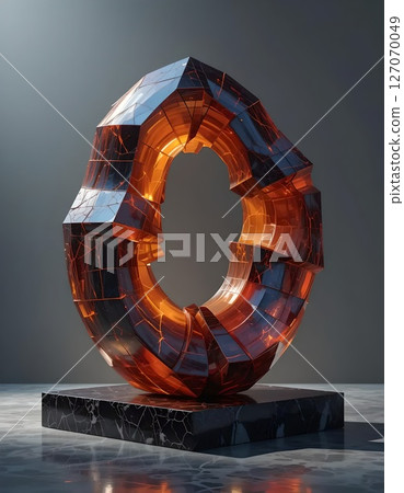 Futuristic Amber Glass Sculpture 127070049