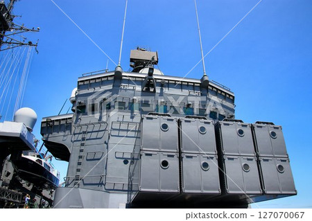 ASROC anti-submarine missile launcher and the bridge of the training ship Shimakaze ASROC anti-submarine missile launcher and the bridge of the training ship Shimakaze 127070067